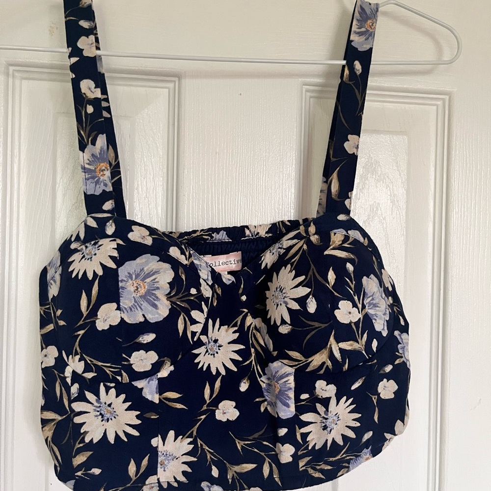 BOG Collective Floral Crop Top with cups